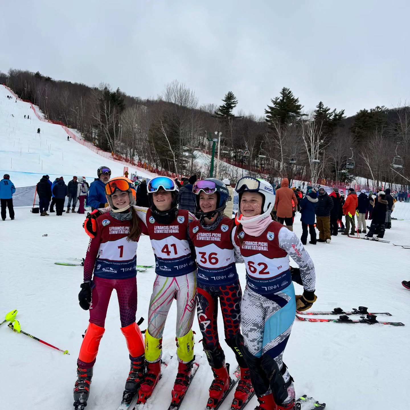 Riley, MacK, Gabs, and Erin representing @pa_alpineracing  at @pichesnh invitationals